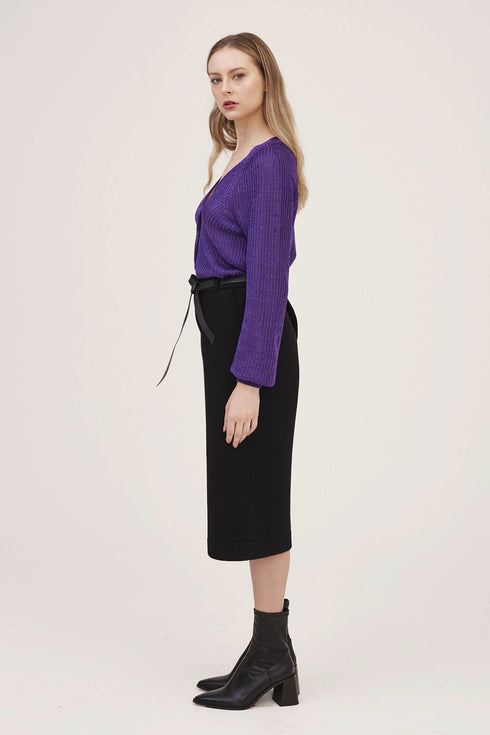 Calça Pantacourt Em Tricot Dublado